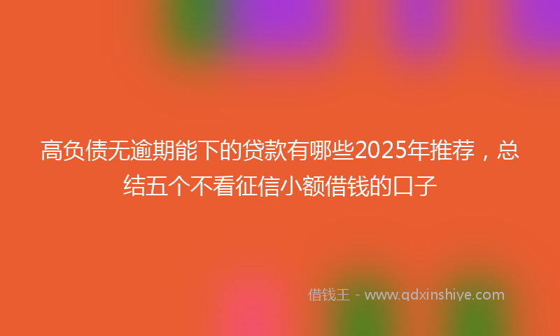 高负债无逾期能下的贷款有哪些2025年推荐，总结五个不看征信小额借钱的口子