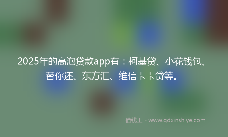 2025年的高泡贷款app有：柯基贷、小花钱包、替你还、东方汇、维信卡卡贷等。