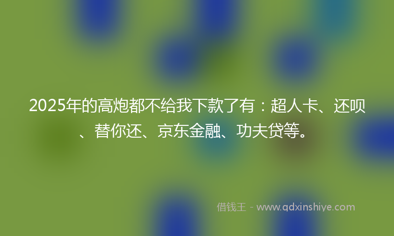 2025年的高炮都不给我下款了有：超人卡、还呗、替你还、京东金融、功夫贷等。