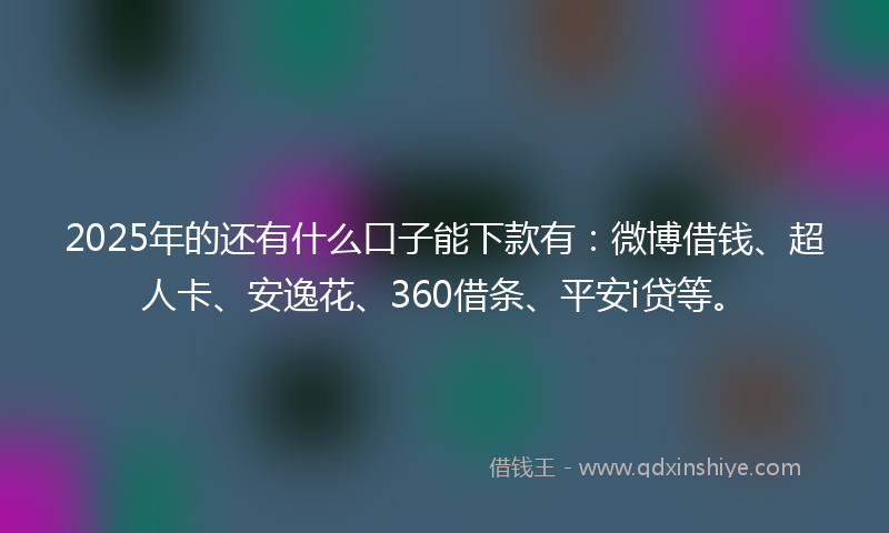 2025年的还有什么口子能下款有：微博借钱、超人卡、安逸花、360借条、平安i贷等。