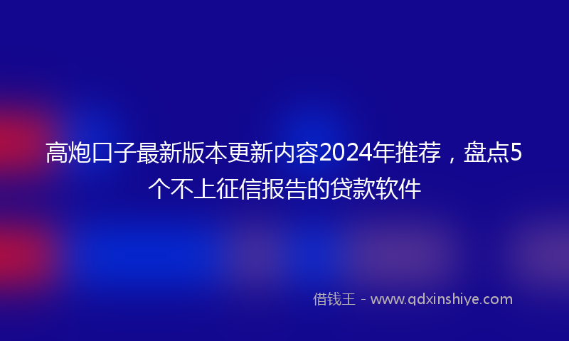 高炮口子最新版本更新内容2024年推荐，盘点5个不上征信报告的贷款软件