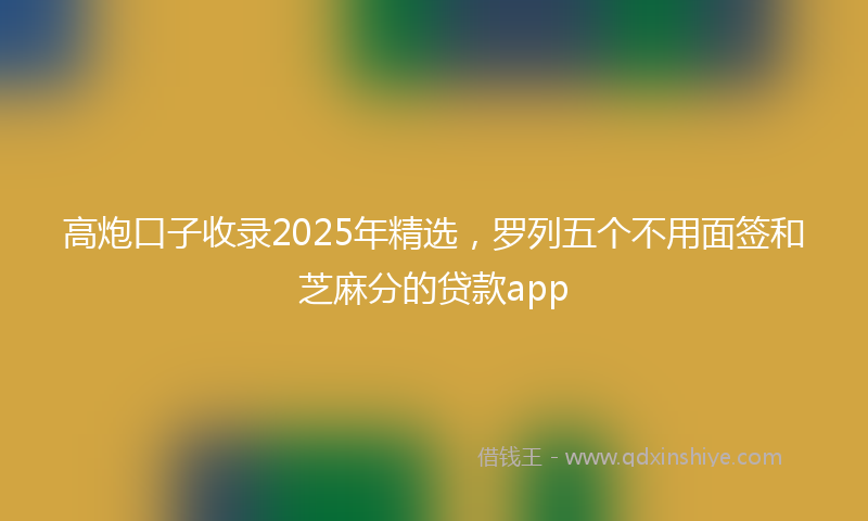 高炮口子收录2025年精选，罗列五个不用面签和芝麻分的贷款app