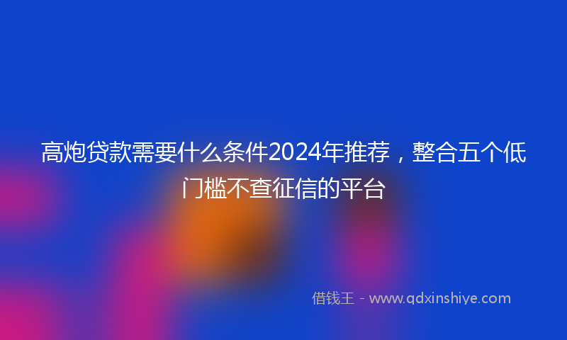 高炮贷款需要什么条件2024年推荐，整合五个低门槛不查征信的平台