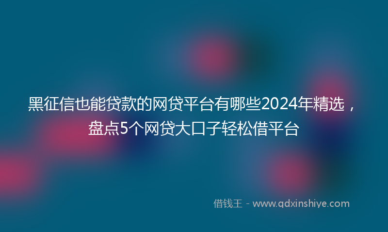 黑征信也能贷款的网贷平台有哪些2024年精选，盘点5个网贷大口子轻松借平台