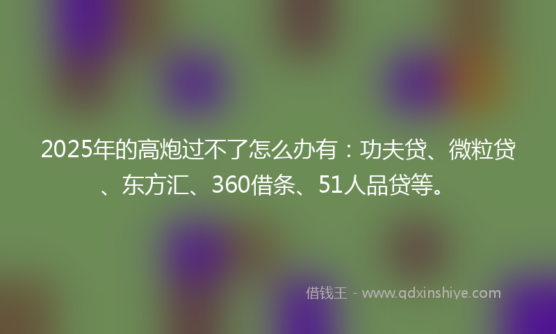 2025年的高炮过不了怎么办有：功夫贷、微粒贷、东方汇、360借条、51人品贷等。