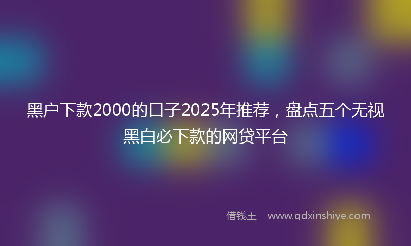 黑户下款2000的口子2025年推荐，盘点五个无视黑白必下款的网贷平台