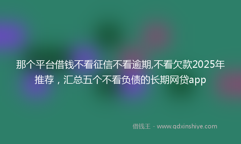 那个平台借钱不看征信不看逾期,不看欠款2025年推荐，汇总五个不看负债的长期网贷app