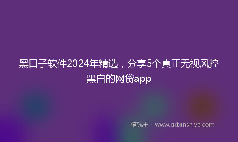 黑口子软件2024年精选，分享5个真正无视风控黑白的网贷app