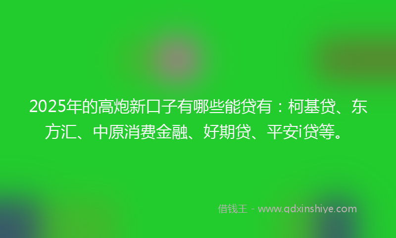 2025年的高炮新口子有哪些能贷有：柯基贷、东方汇、中原消费金融、好期贷、平安i贷等。