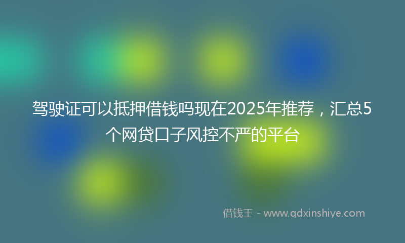 驾驶证可以抵押借钱吗现在2025年推荐，汇总5个网贷口子风控不严的平台