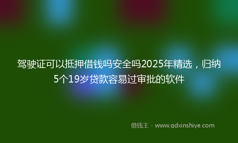 驾驶证可以抵押借钱吗安全吗2025年精选，归纳5个19岁贷款容易过审批的软件