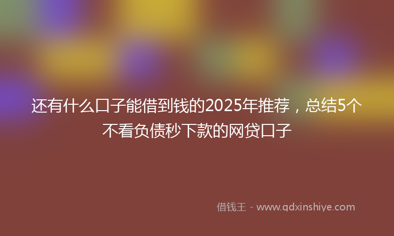 还有什么口子能借到钱的2025年推荐，总结5个不看负债秒下款的网贷口子