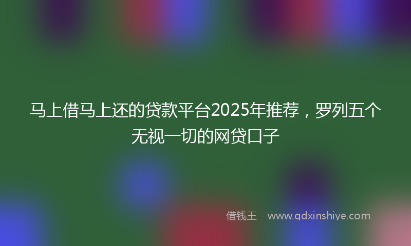 马上借马上还的贷款平台2025年推荐，罗列五个无视一切的网贷口子