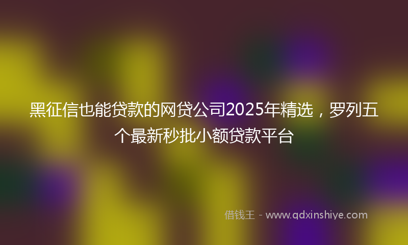 黑征信也能贷款的网贷公司2025年精选，罗列五个最新秒批小额贷款平台