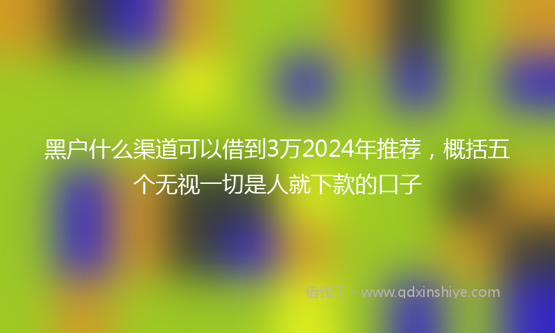 黑户什么渠道可以借到3万2024年推荐，概括五个无视一切是人就下款的口子
