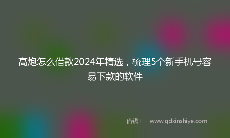 高炮怎么借款2024年精选，梳理5个新手机号容易下款的软件