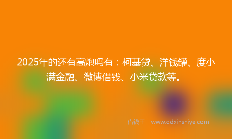 2025年的还有高炮吗有：柯基贷、洋钱罐、度小满金融、微博借钱、小米贷款等。
