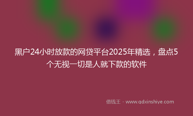黑户24小时放款的网贷平台2025年精选，盘点5个无视一切是人就下款的软件