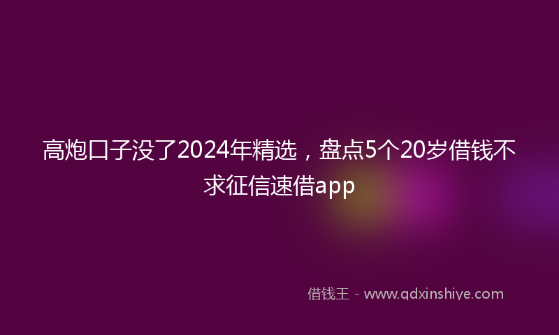 高炮口子没了2024年精选，盘点5个20岁借钱不求征信速借app