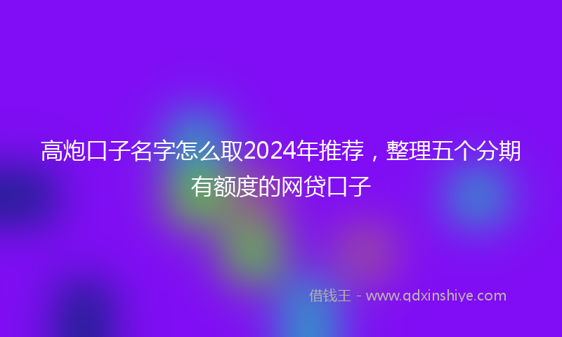 高炮口子名字怎么取2024年推荐，整理五个分期有额度的网贷口子