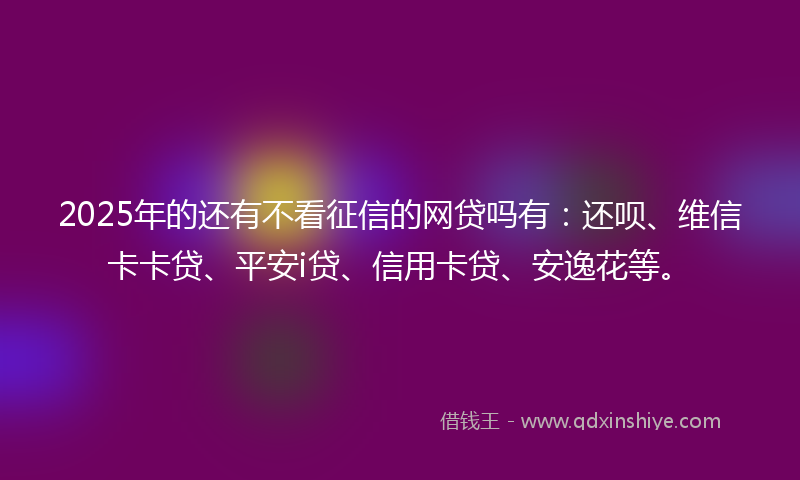 2025年的还有不看征信的网贷吗有：还呗、维信卡卡贷、平安i贷、信用卡贷、安逸花等。
