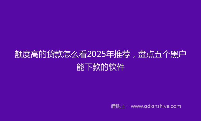 额度高的贷款怎么看2025年推荐，盘点五个黑户能下款的软件