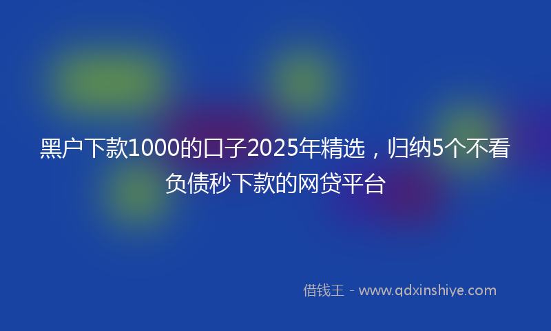 黑户下款1000的口子2025年精选，归纳5个不看负债秒下款的网贷平台