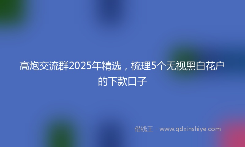 高炮交流群2025年精选，梳理5个无视黑白花户的下款口子