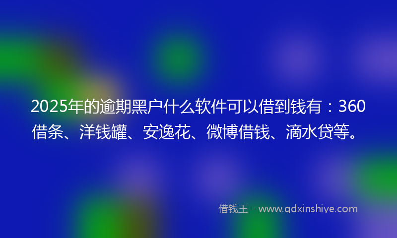 2025年的逾期黑户什么软件可以借到钱有：360借条、洋钱罐、安逸花、微博借钱、滴水贷等。