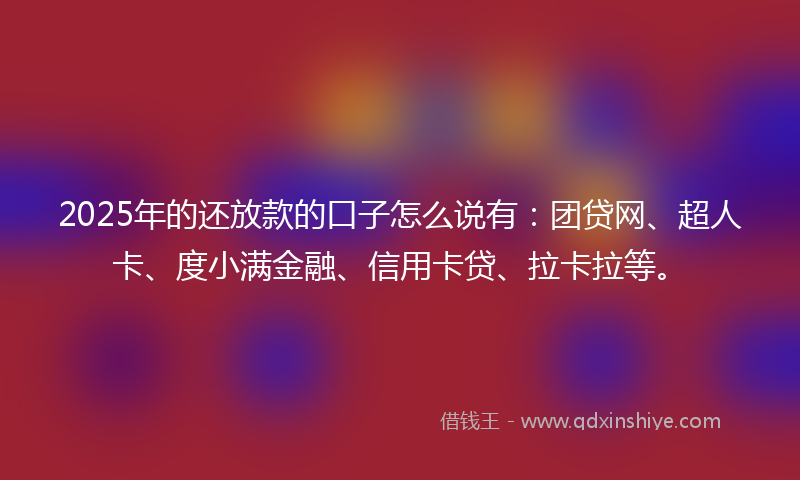 2025年的还放款的口子怎么说有：团贷网、超人卡、度小满金融、信用卡贷、拉卡拉等。