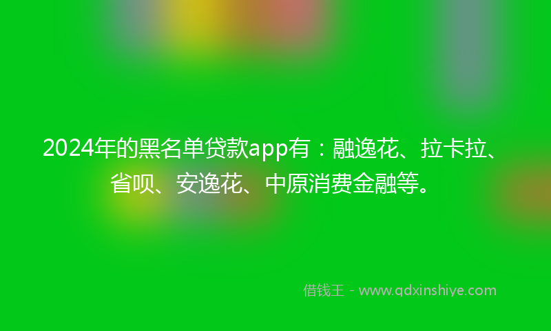 2024年的黑名单贷款app有：融逸花、拉卡拉、省呗、安逸花、中原消费金融等。