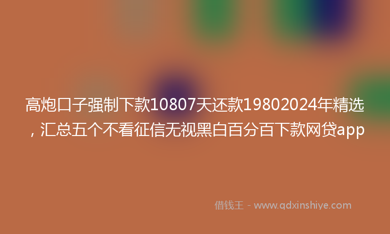 高炮口子强制下款10807天还款19802024年精选，汇总五个不看征信无视黑白百分百下款网贷app