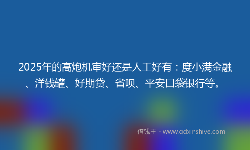 2025年的高炮机审好还是人工好有：度小满金融、洋钱罐、好期贷、省呗、平安口袋银行等。