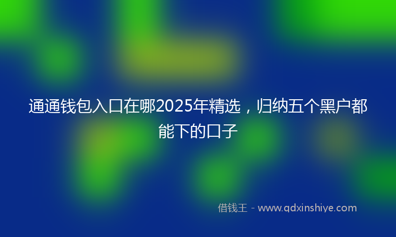 通通钱包入口在哪2025年精选，归纳五个黑户都能下的口子