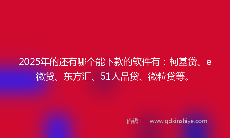 2025年的还有哪个能下款的软件有：柯基贷、e微贷、东方汇、51人品贷、微粒贷等。
