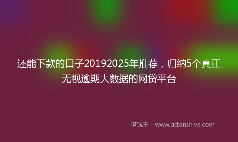 还能下款的口子20192025年推荐，归纳5个真正无视逾期大数据的网贷平台