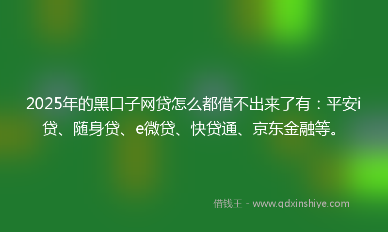 2025年的黑口子网贷怎么都借不出来了有：平安i贷、随身贷、e微贷、快贷通、京东金融等。