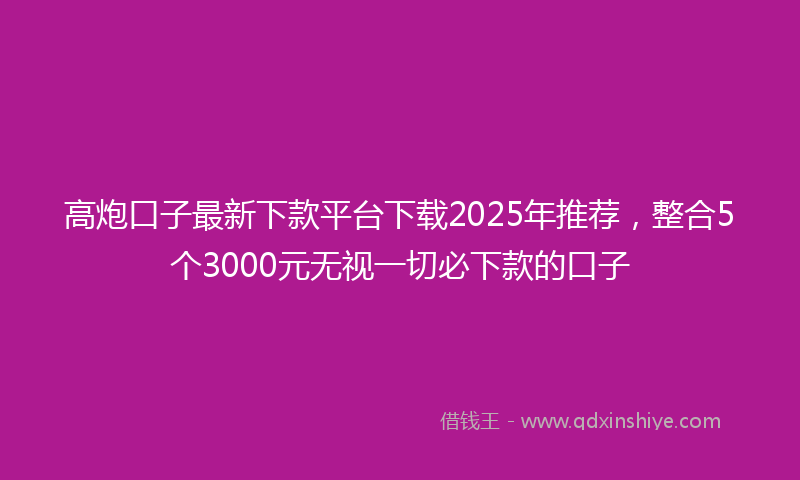 高炮口子最新下款平台下载2025年推荐，整合5个3000元无视一切必下款的口子