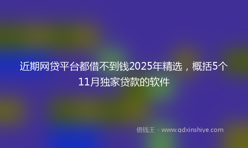 近期网贷平台都借不到钱2025年精选，概括5个11月独家贷款的软件