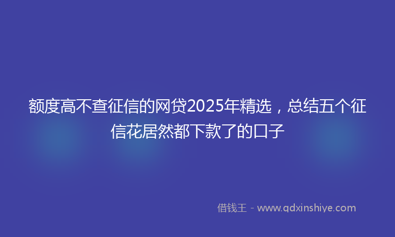 额度高不查征信的网贷2025年精选，总结五个征信花居然都下款了的口子