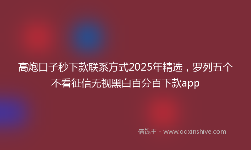 高炮口子秒下款联系方式2025年精选，罗列五个不看征信无视黑白百分百下款app