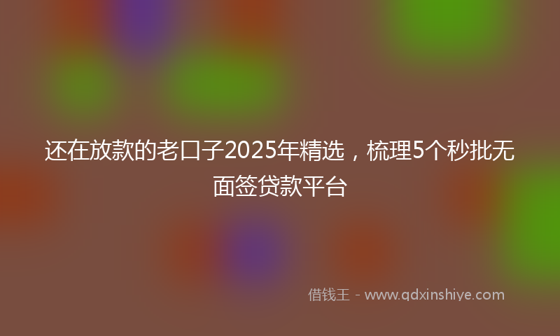 还在放款的老口子2025年精选，梳理5个秒批无面签贷款平台