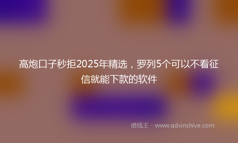 高炮口子秒拒2025年精选，罗列5个可以不看征信就能下款的软件