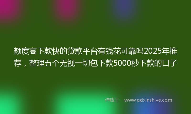 额度高下款快的贷款平台有钱花可靠吗2025年推荐，整理五个无视一切包下款5000秒下款的口子