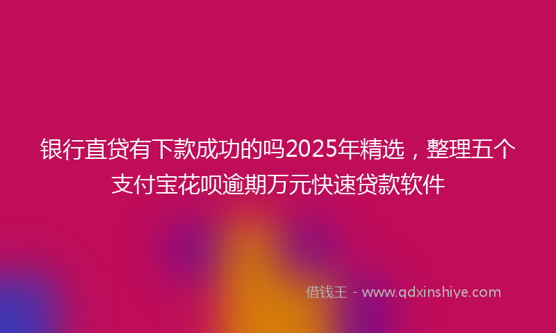 银行直贷有下款成功的吗2025年精选，整理五个支付宝花呗逾期万元快速贷款软件