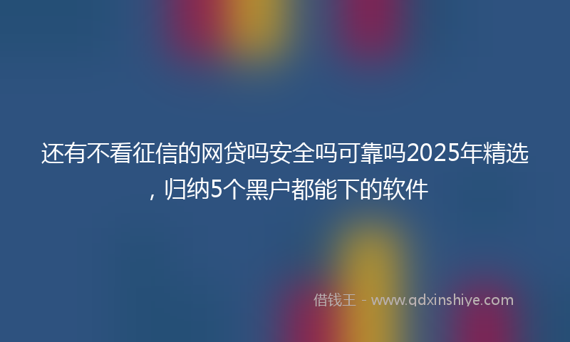还有不看征信的网贷吗安全吗可靠吗2025年精选，归纳5个黑户都能下的软件