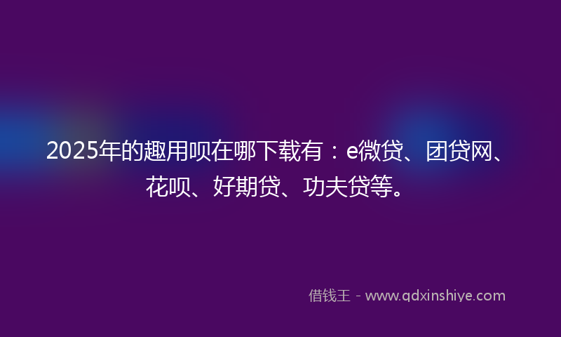 2025年的趣用呗在哪下载有：e微贷、团贷网、花呗、好期贷、功夫贷等。