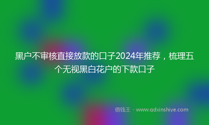 黑户不审核直接放款的口子2024年推荐，梳理五个无视黑白花户的下款口子