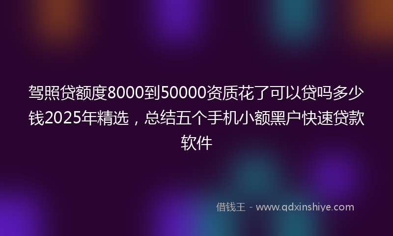 驾照贷额度8000到50000资质花了可以贷吗多少钱2025年精选，总结五个手机小额黑户快速贷款软件