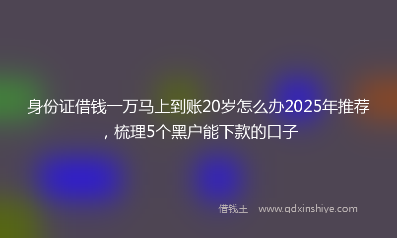 身份证借钱一万马上到账20岁怎么办2025年推荐，梳理5个黑户能下款的口子